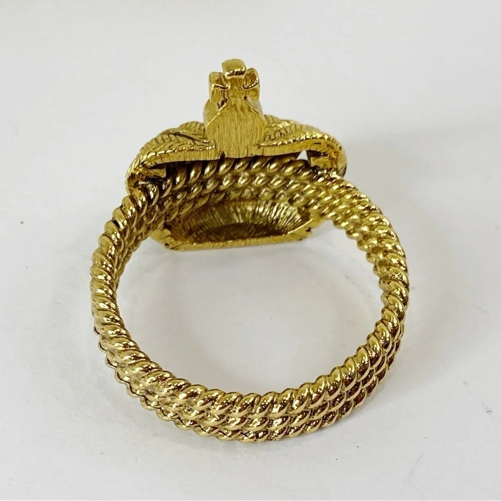 RJ Graziano Gold Crown Pearl Embellished Napkin Rings Set Of 4